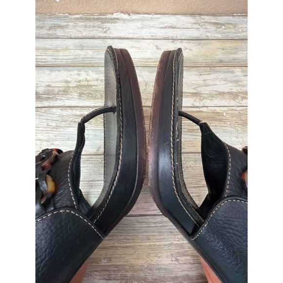 Frye Black Leather Thong Sandals Tortoise Chain Detail Women’s Sz 9 Pre-owned - Picture 9 of 14